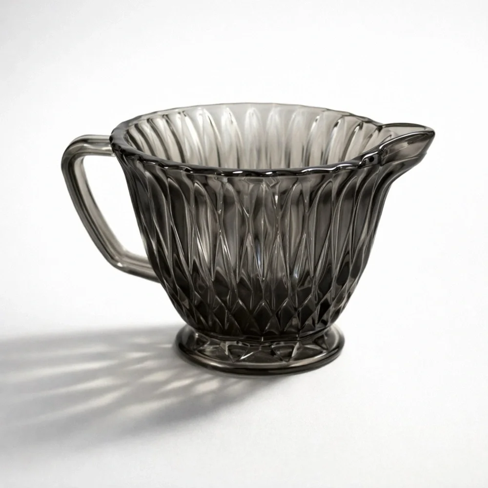 Libbey Smoke Gray/Black Creamer LRS45 Line 1960's 3in x5 1/8in